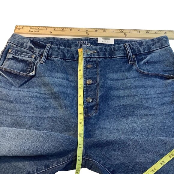 NWT Time And Tru Wide Leg Crop Blue Button Fly High Rise Jeans Womens Size 18 - Picture 6 of 14